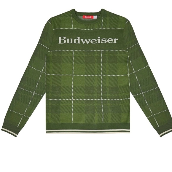 Budweiser Plaid Sweater Green Unisex Sizing Men’s Women’s Size S - Picture 1 of 6